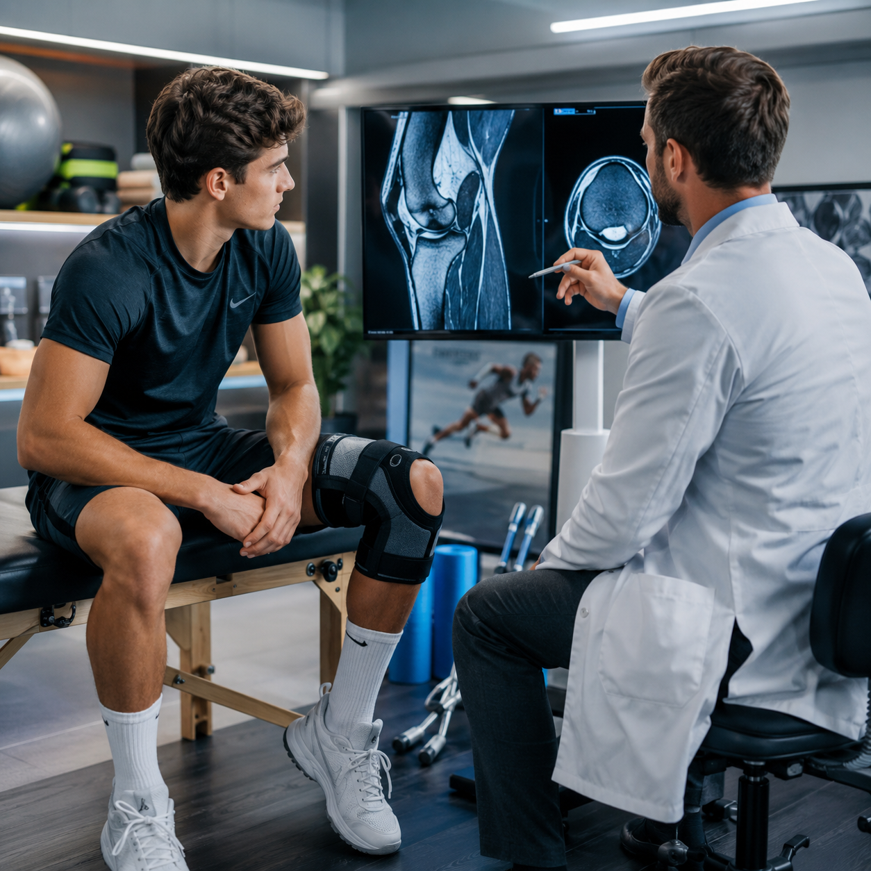Arthroscopy & Sports Injury Treatment - Athlete recovering with sports medicine specialist.