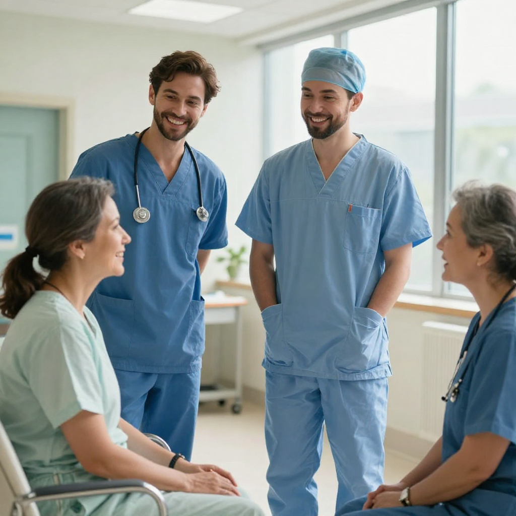 Healthy child and adult split liver transplant recipients stand with their families and transplant specialists in a modern hospital, celebrating renewed health, hope, and a second chance at life.