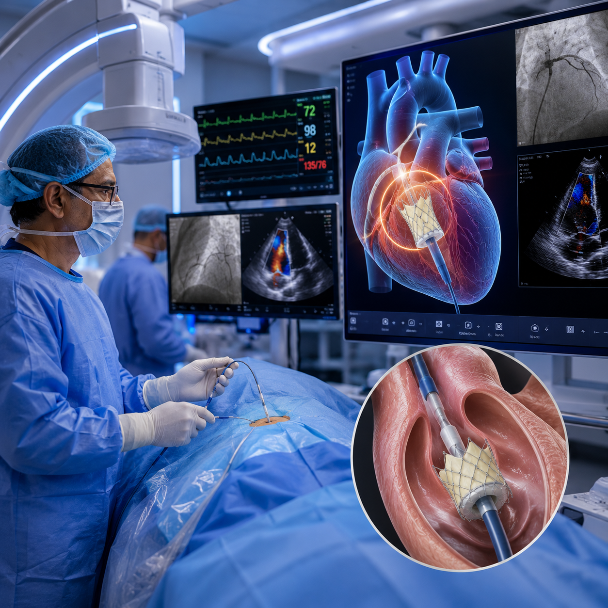 High-tech heart valve procedure in progress
